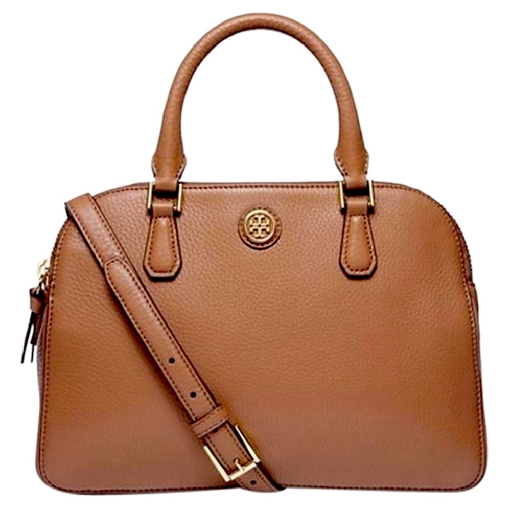 Tory Burch Robinson Tiger Eye Pebbled Reva 2x Zip